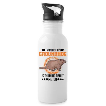 Marmot Groundhog Day Forest Marmot - Water bottle with straw - white - Right