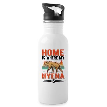 Home is where my Hyena is Erdwolf Hyäne - Trinkflasche mit integriertem Trinkhalm - Weiß - Rechts