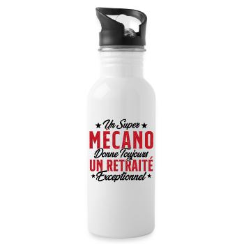 Mécano Papa Cadeau Drôle Fête Des Pères Garagiste - Gourde avec paille intégrée - blanc - Droite