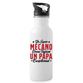 Mécano Papa Cadeau Drôle Fête Des Pères Garagiste - Gourde avec paille intégrée - blanc - Droite