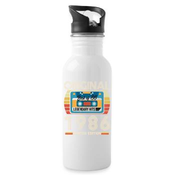 Vintage Birthday Gift 1986 Limited Edition - Water bottle with straw - white - Right