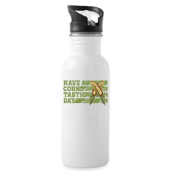 Have a corntastic day - Water bottle with straw - white - Right
