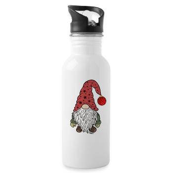 Weihnachts Wichtel Christmas Gnom - Trinkflasche mit integriertem Trinkhalm - Weiß - Rechts