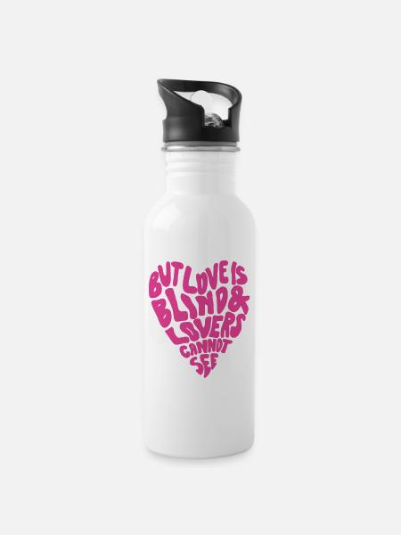 But Love is blind and lovers cannot see - Water bottle with straw - white