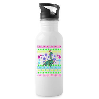 Christmas Dino with Lights - Water bottle with straw - white - Right