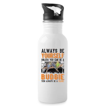 Always be Yourself Budgie Budgie Parakeet - Water bottle with straw - white - Right
