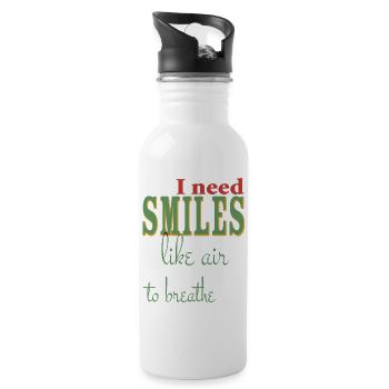 J’ai besoin d’un sourire comme de l’air pour respirer - positif - Gourde avec paille intégrée - blanc - Droite