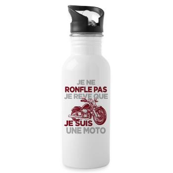 Je Ne Ronfle Pas Je Rêve Que Je Suis Une Moto - Gourde avec paille intégrée - blanc - Droite