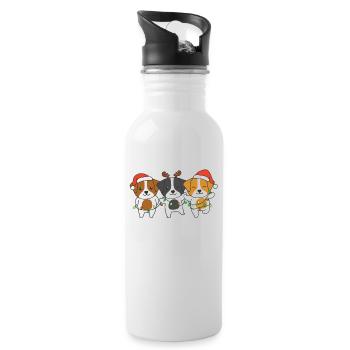 Jack Russell Weihnachten Weihnachtstier süße Hunde - Trinkflasche mit integriertem Trinkhalm - Weiß - Rechts