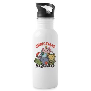 Axolotl Christmas Tree Christmas Squad Axolotls - Water bottle with straw - white - Right