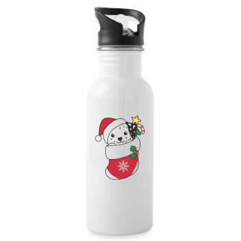 Dalmatian Christmas Snow Winter Animals Dogs - Water bottle with straw - white - Right