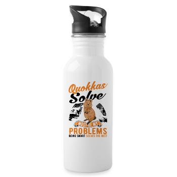 Quokka Gift Short-tailed Kangaroo - Water bottle with straw - white - Right
