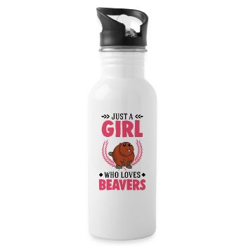 Beaver Girl Beaver Dam - Water bottle with straw - white - Right