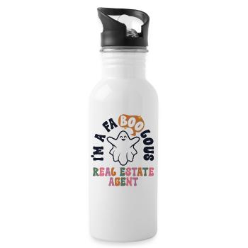 Faboolous Real Estate Agent Halloween Retro - Water bottle with straw - white - Right