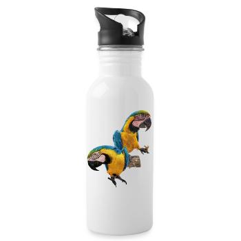The blue and yellow macaw - Water bottle with straw - white - Right