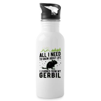 Gerbil Geschenk Rennratte Rennmaus - Trinkflasche mit integriertem Trinkhalm - Weiß - Rechts