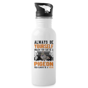 Taube Geschenk Taubenzüchter Brieftaube - Trinkflasche mit integriertem Trinkhalm - Weiß - Rechts