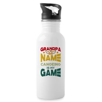 Grandpa Is My Name Canoeing Is My Game Canoeists - Water bottle with straw - white - Right