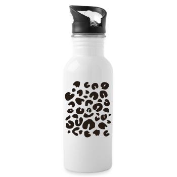 Leoparden Kostüm Verkleidung - Trinkflasche mit integriertem Trinkhalm - Weiß - Rechts
