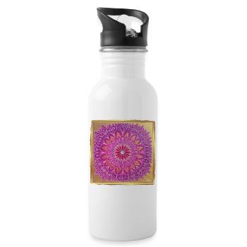 BlumenMandala HerzEnergie - Sonja Ariel von Staden - Trinkflasche mit integriertem Trinkhalm - Weiß - Rechts