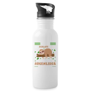 Faultier Sloth Langschläfer Spruch Nachthemd - Trinkflasche mit integriertem Trinkhalm - Weiß - Rechts