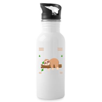 Faultier Büro Spruch Arbeitskollegen - Trinkflasche mit integriertem Trinkhalm - Weiß - Rechts