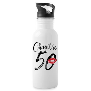 Chapitre 50 Ans Anniversaire Humour Cadeau - Gourde avec paille intégrée - blanc - Droite