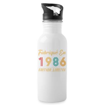 Fabriqué en 1986 Vintage cadeau d'anniversaire - Gourde avec paille intégrée - blanc - Droite