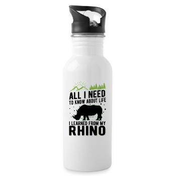 Rhinocéros Cadeau Rhino Rhinocéros - Gourde avec paille intégrée - blanc - Droite