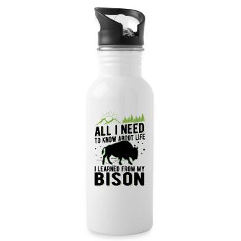American Buffalo Bison Water Buffalo - Water bottle with straw - white - Right