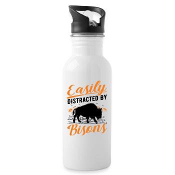Easily distracted by Bisons Water Buffalo Buffalo - Water bottle with straw - white - Right