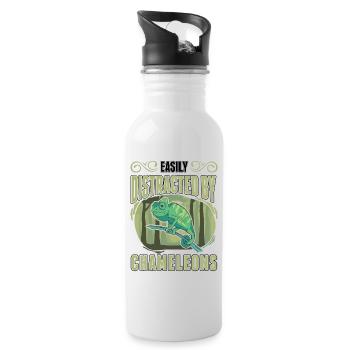 Easily distracted by Chameleons Chameleon - Water bottle with straw - white - Right