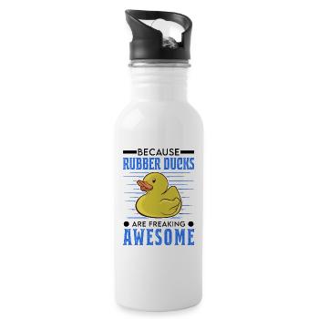 Because Rubber Ducks are freaking awesome - Water bottle with straw - white - Right