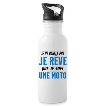 Je ne ronfle pas je rêve de moto ma passion - Gourde avec paille intégrée - blanc - Droite