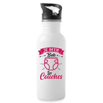 Je M'en Bats Les Couches Cadeau Body Fun Enceinte - Gourde avec paille intégrée - blanc - Droite