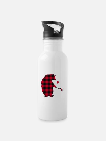 Daddy Bear - Trinkflasche mit integriertem Trinkhalm - Weiß