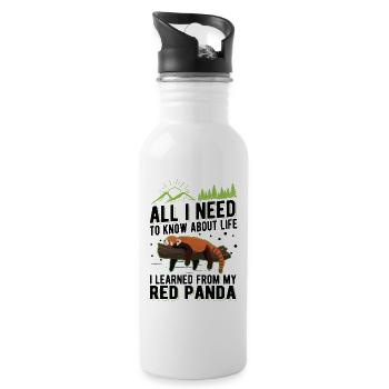 Red Panda Gift Cat Bear Red Panda - Water bottle with straw - white - Right