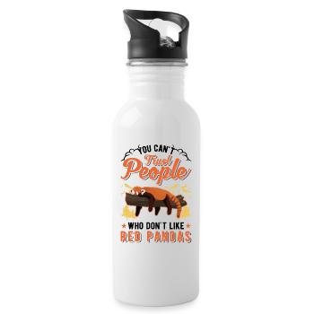 Red Panda Gift Cat Bear - Water bottle with straw - white - Right