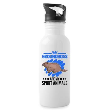 Murmeltier Spirit Animal Groundhog Marmot - Trinkflasche mit integriertem Trinkhalm - Weiß - Rechts