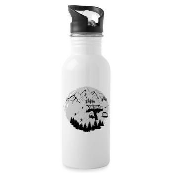 In the Snow Zone - Skiing Winter Sports - Trinkflasche mit integriertem Trinkhalm - Weiß - Rechts