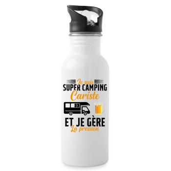 Super Camping Cariste et Je Gère la Pression - Gourde avec paille intégrée - blanc - Droite