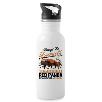 Roter Panda Geschenk Red Panda - Trinkflasche mit integriertem Trinkhalm - Weiß - Rechts