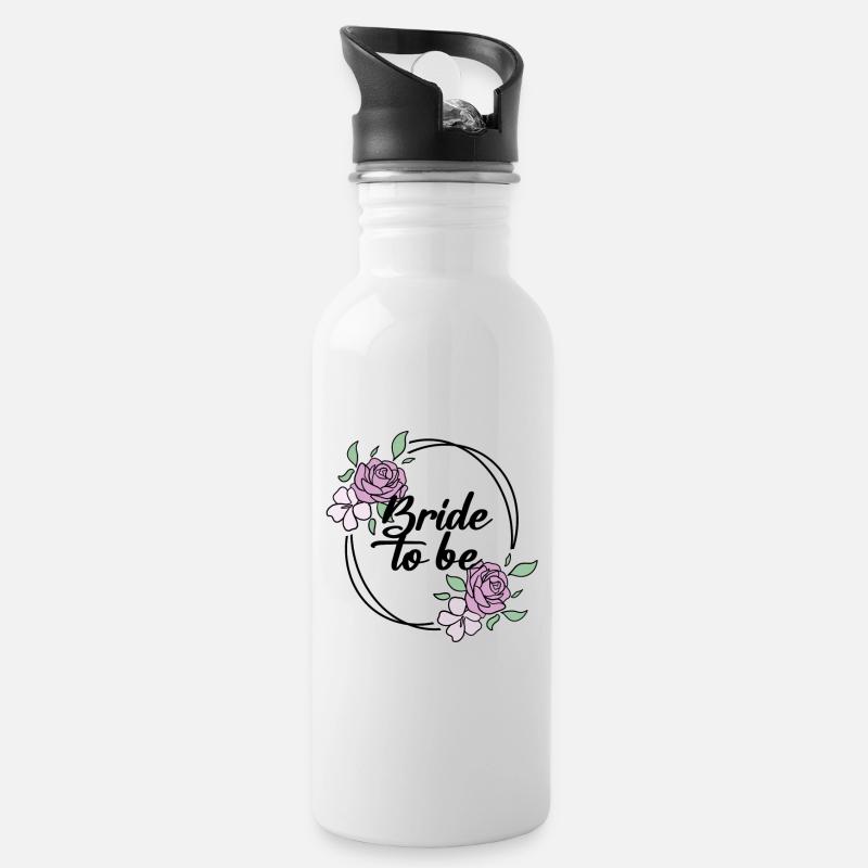 Braut Junggesellinnenabschied - Bride JGA - Trinkflasche mit integriertem Trinkhalm - Weiß
