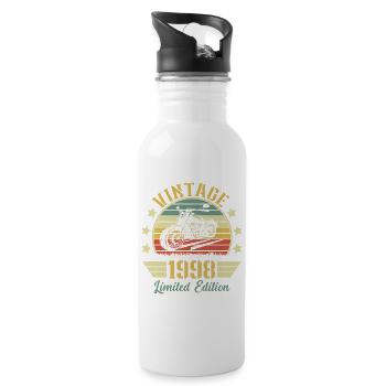 Vintage 1998 Retro Motorcycle Birthday Gift - Water bottle with straw - white - Right