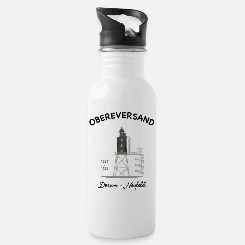 Leuchtturm Obereversand, Dorum- Neufeld, Nordsee - Trinkflasche mit integriertem Trinkhalm - Weiß