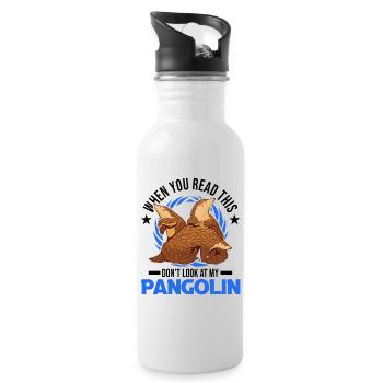 Pangolin Geschenk Schuppentier - Trinkflasche mit integriertem Trinkhalm - Weiß - Rechts