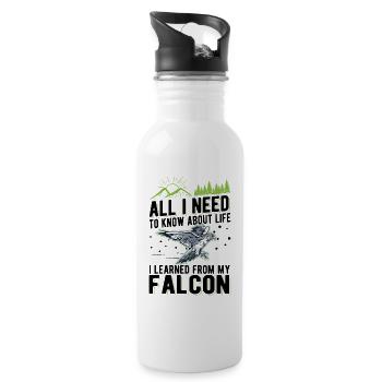Falcon Gift Falcon Breeding Falcon Breeder Falconer - Water bottle with straw - white - Right