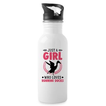 Running Girls Running Duck Bottle Duck - Water bottle with straw - white - Right