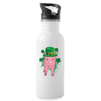 Trèfle Cochon chanceux - Gourde avec paille intégrée - blanc - Droite
