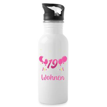 Endlich 19 Meine Eltern Wohnen Immer Noch Bei Mir - Trinkflasche mit integriertem Trinkhalm - Weiß - Rechts